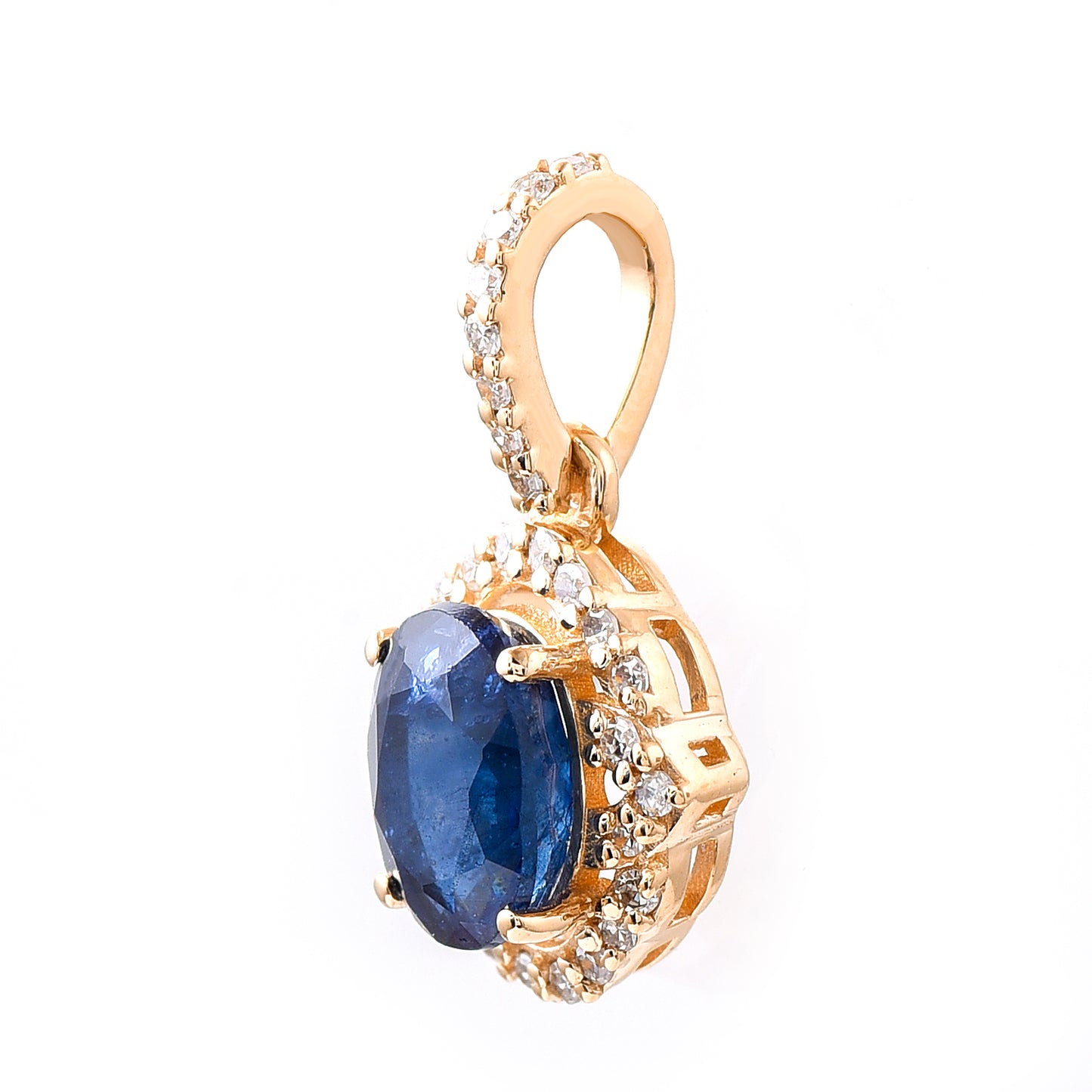 1.11 Ct Oval Mixed Cut Natural Sapphire 14K Gold Pendant