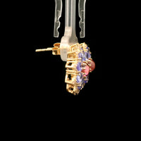 4.19 Ct Round Multi Tourmaline 14K Gold Earrings