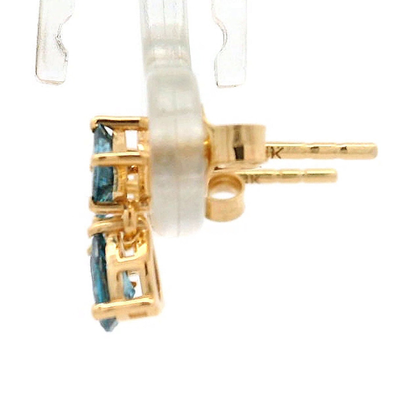 0.69 Ct Square Blue Diamond 14K Gold Earrings