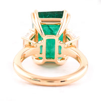 13.16 Ct Octagonal Step Cut Natural Beryl Emerald 18K Gold Ring