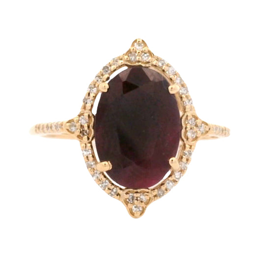 3.84 Ct Oval Mixed Cut Natural Corundum Ruby 14K Gold Ring