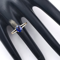 1.47 Ct Oval Mixed Cut Natural Sapphire 14K Gold Ring