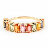 3.04 Ct Oval Multi Sapphire 14K Gold Ring