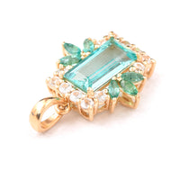 1.39 Ct Rectangle Step Cut, Marquise Mixed Cut Natural Emerald 14K Gold Pendant