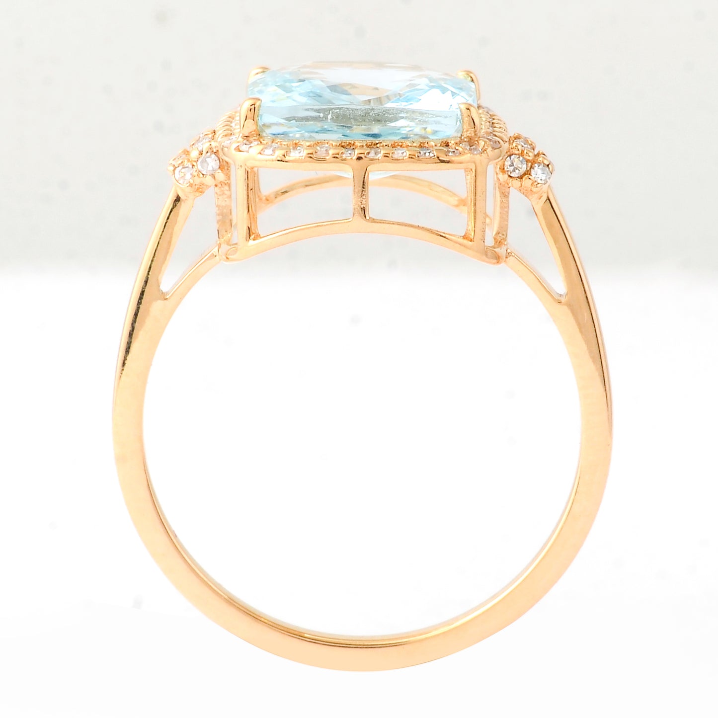 2.77 Ct Cushion Mixed Cut Natural Aquamarine 14K Gold Ring