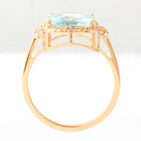 2.77 Ct Cushion Mixed Cut Natural Aquamarine 14K Gold Ring