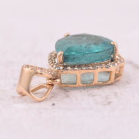 2.76 Ct Pear Mixed Cut Natural Emerald 14K Gold Pendant
