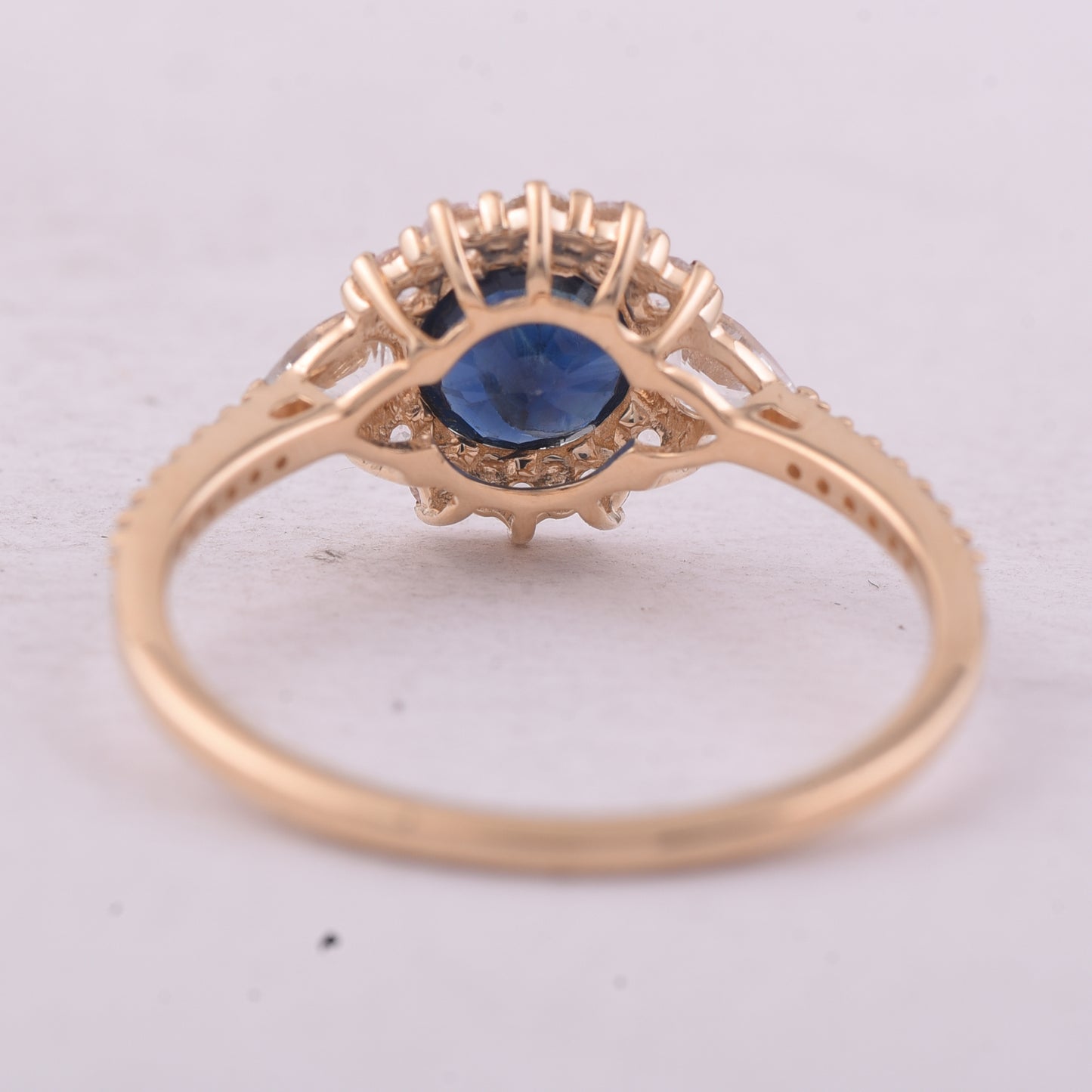1.49 Ct Round Mixed Cut Natural Sapphire 14K Gold Ring