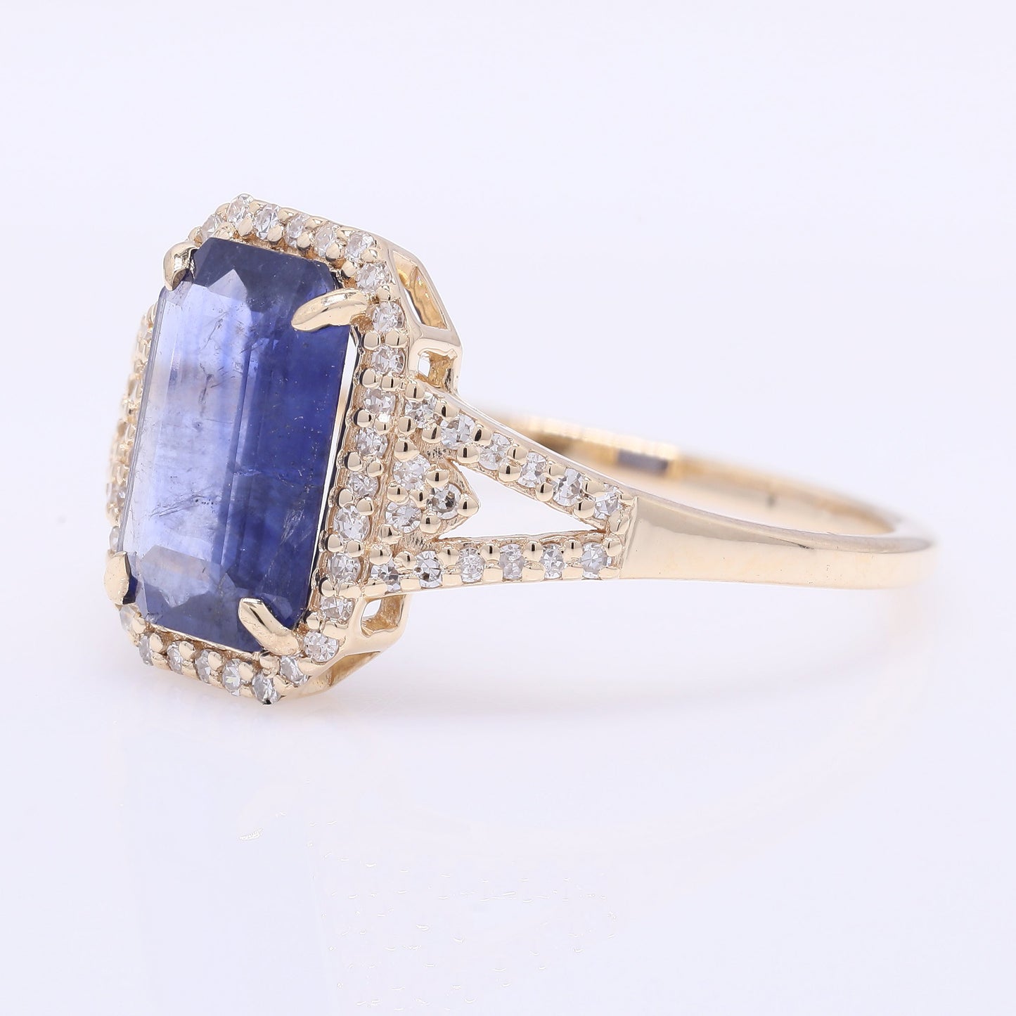 2.29 Ct Octagon Step Cut Natural Sapphire 14K Gold Ring