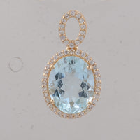 2.45 Ct Oval Aquamarine 9K Gold Pendant
