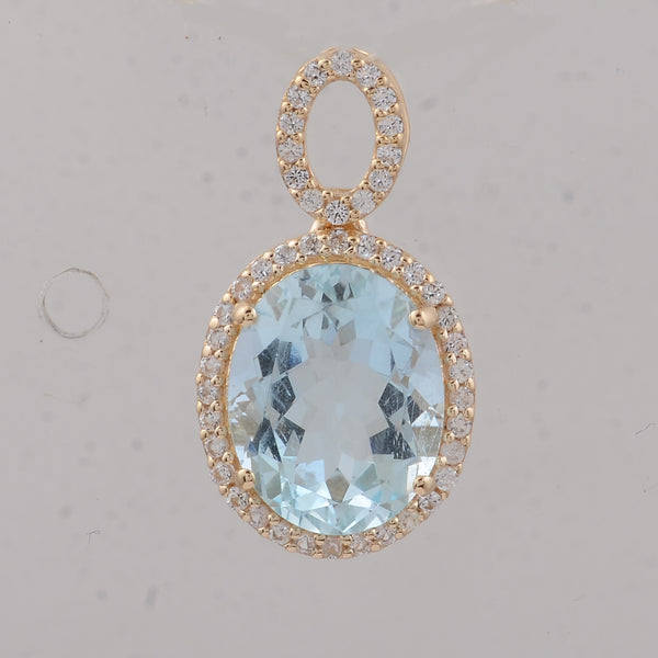 2.45 Ct Oval Aquamarine 9K Gold Pendant