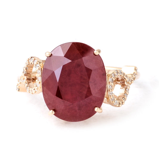 8.21 Ct Oval Mixed Cut Natural Corundum Orange Sapphire 14K Gold Ring