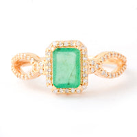 1.06 Ct Octagon Step Cut Natural Emerald 14K Gold Ring