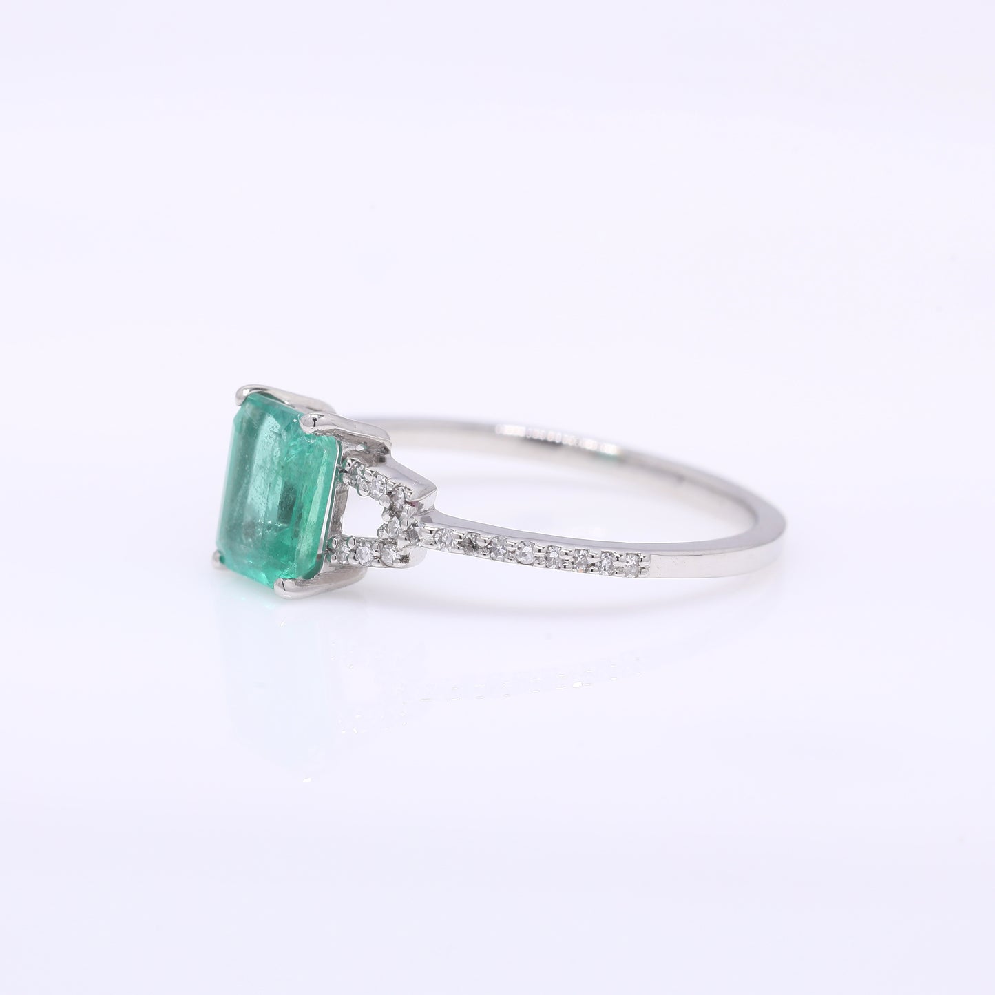 1.14 Ct Octagon Step Cut Natural Emerald 950 Platinum Ring
