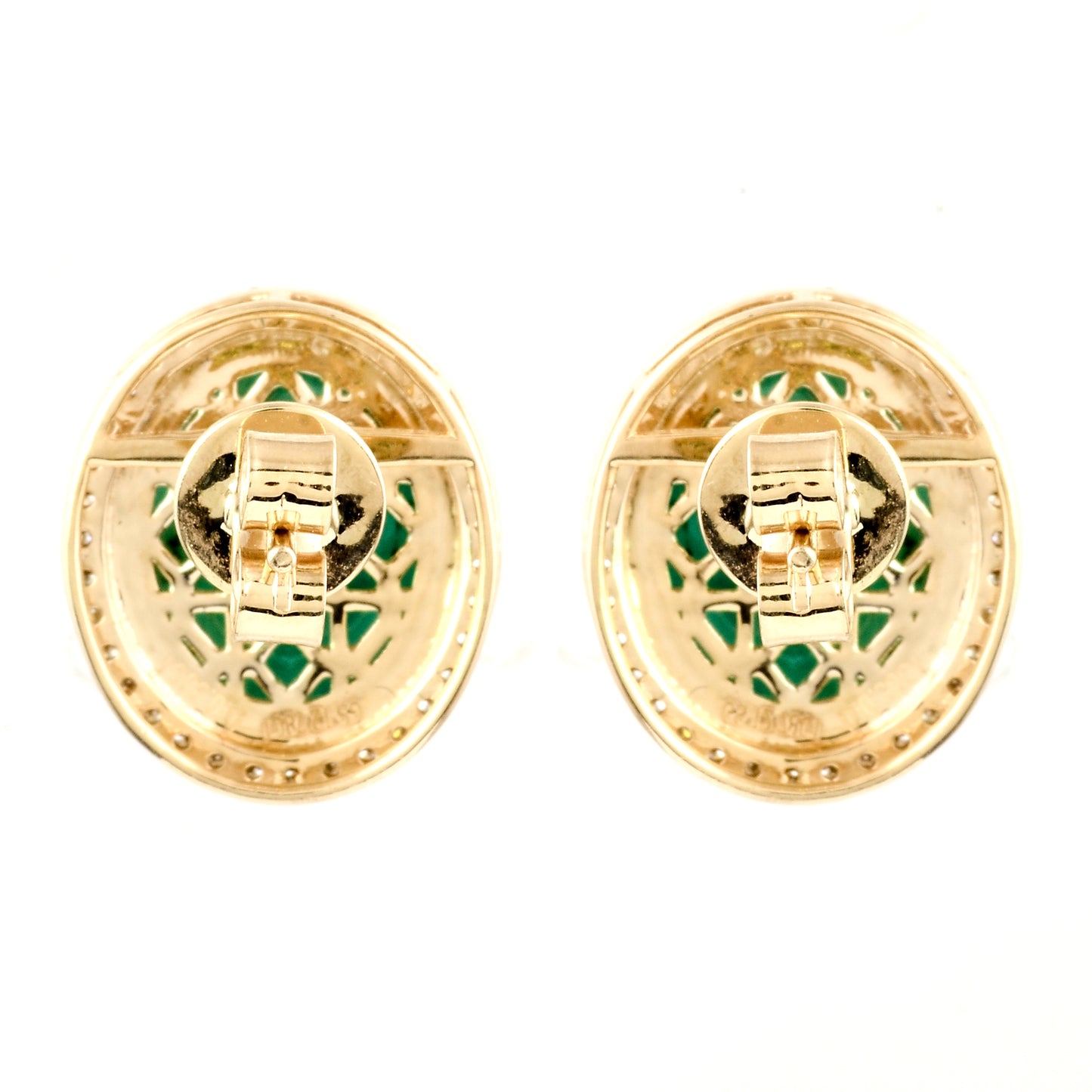 13.08 Ct Oval Natural Beryl Emerald 14K Gold Earrings