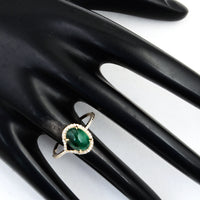 2.43 Ct Oval Cabochon Natural Beryl Emerald 14K Gold Ring