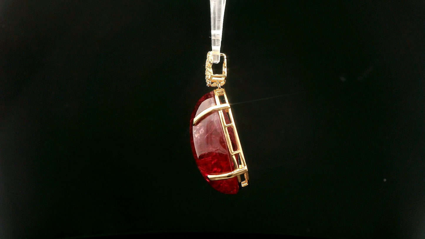 32.93 Ct Oval Tourmaline 14K Gold Pendant