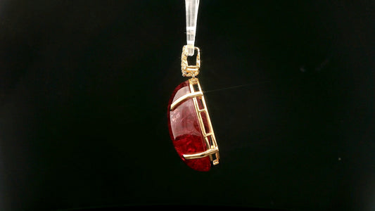 32.93 Ct Oval Tourmaline 14K Gold Pendant