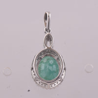 2.40 Ct Oval Mixed Cut Natural Emerald 950 Platinum Pendant
