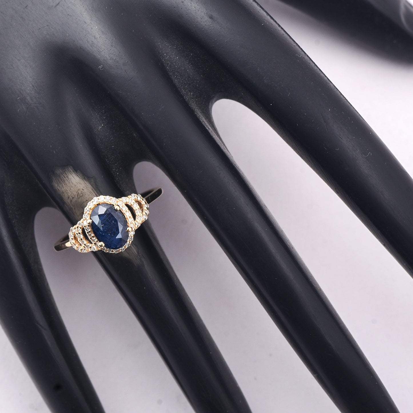1.60 Ct Oval Mixed Cut Natural Sapphire 14K Gold Ring