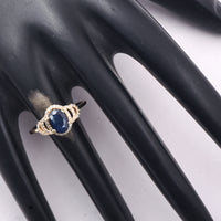 1.60 Ct Oval Mixed Cut Natural Sapphire 14K Gold Ring