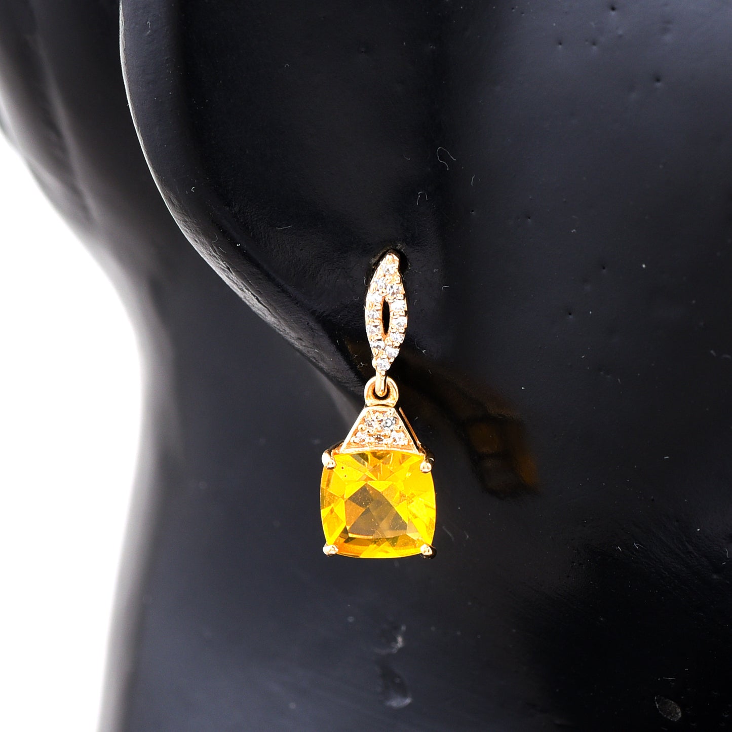 1.93 Ct Cushion Mixed Cut Natural Fire Opal 14K Gold Earrings