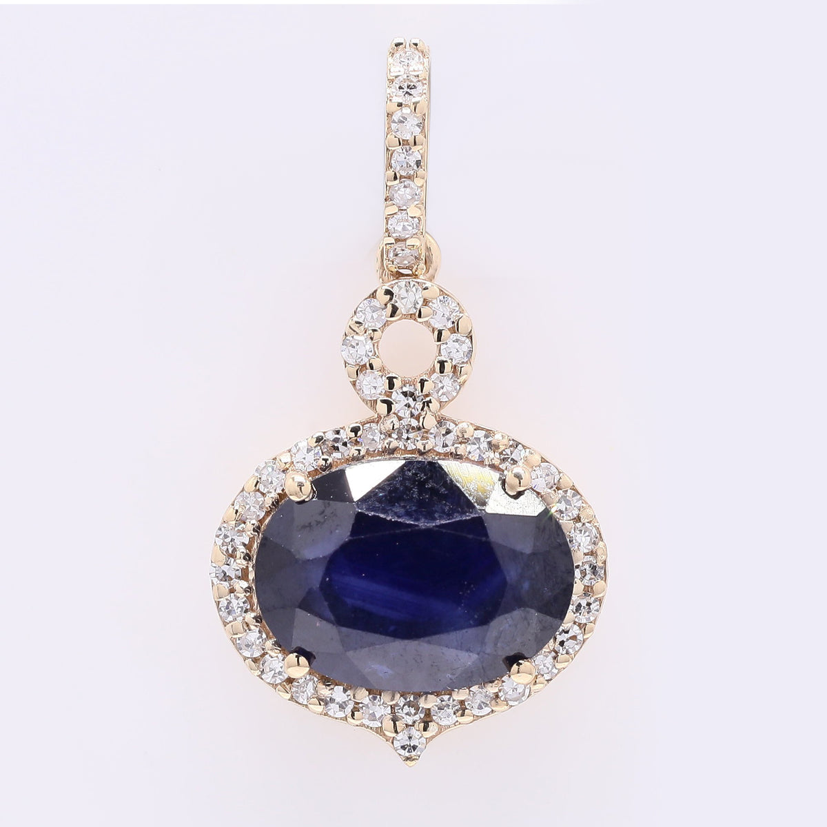 2.98 Ct Oval Mixed Cut Natural Sapphire 14K Gold Pendant