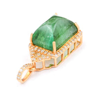 4.68 Ct Cushion Cabochon Cut Natural Tourmaline 14K Gold Pendant