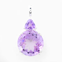 6.25 Ct Round Amethyst, Cubic Zirconia 925 Sterling Silver Pendant