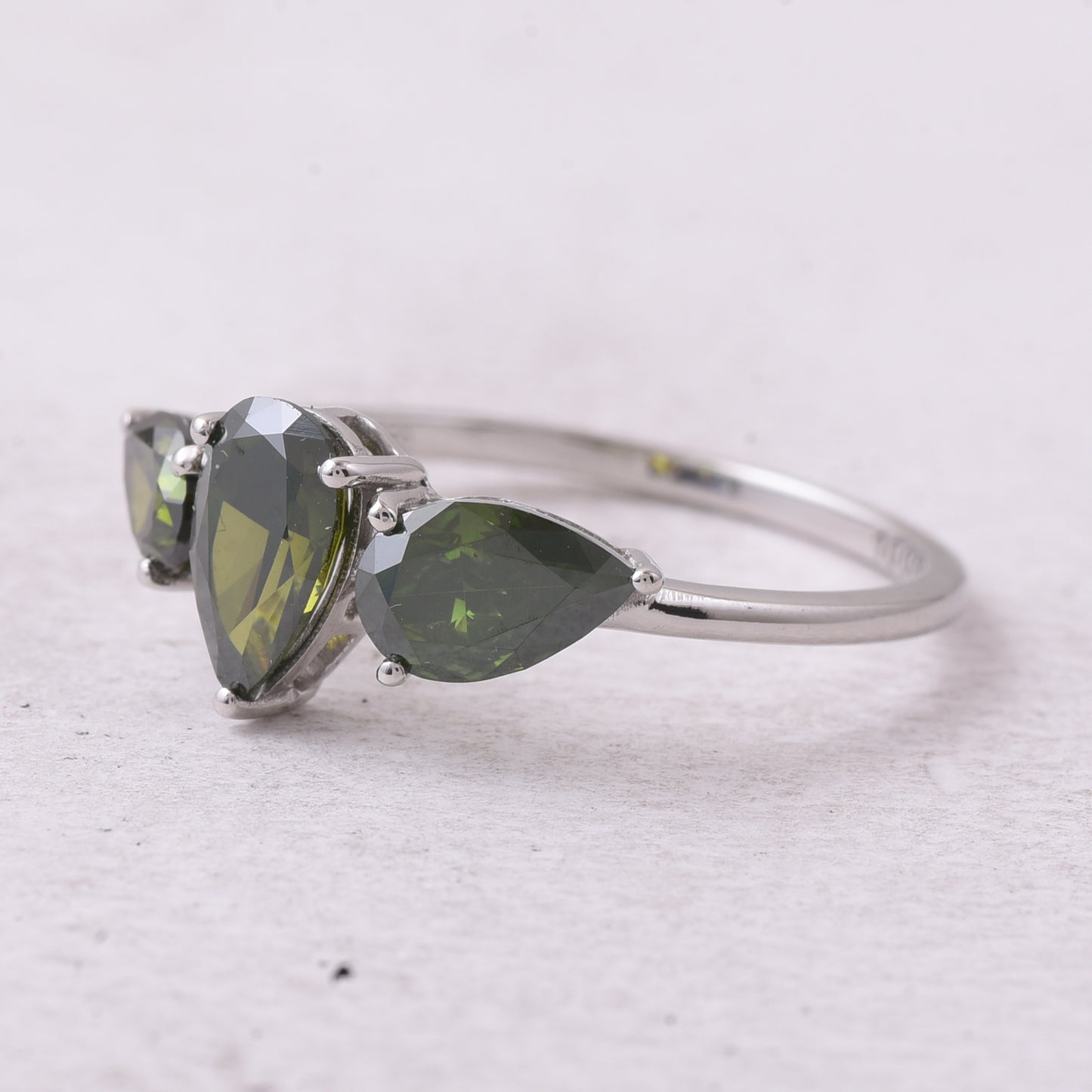 1.55 Ct Pear Green Diamond 950 Platinum Ring