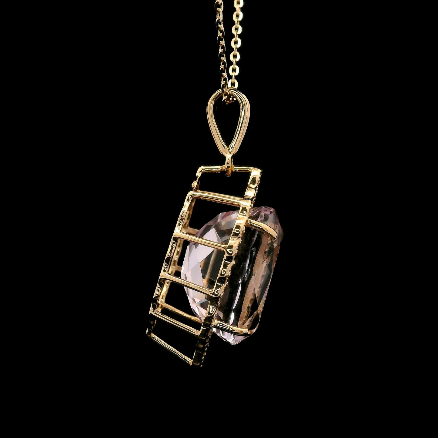 7.11 Ct Oval Kunzite 14K Gold Pendant