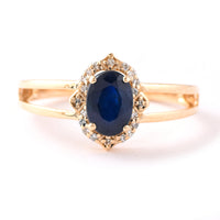 1.20 Ct Oval Mixed Cut Natural Sapphire 14K Gold Ring