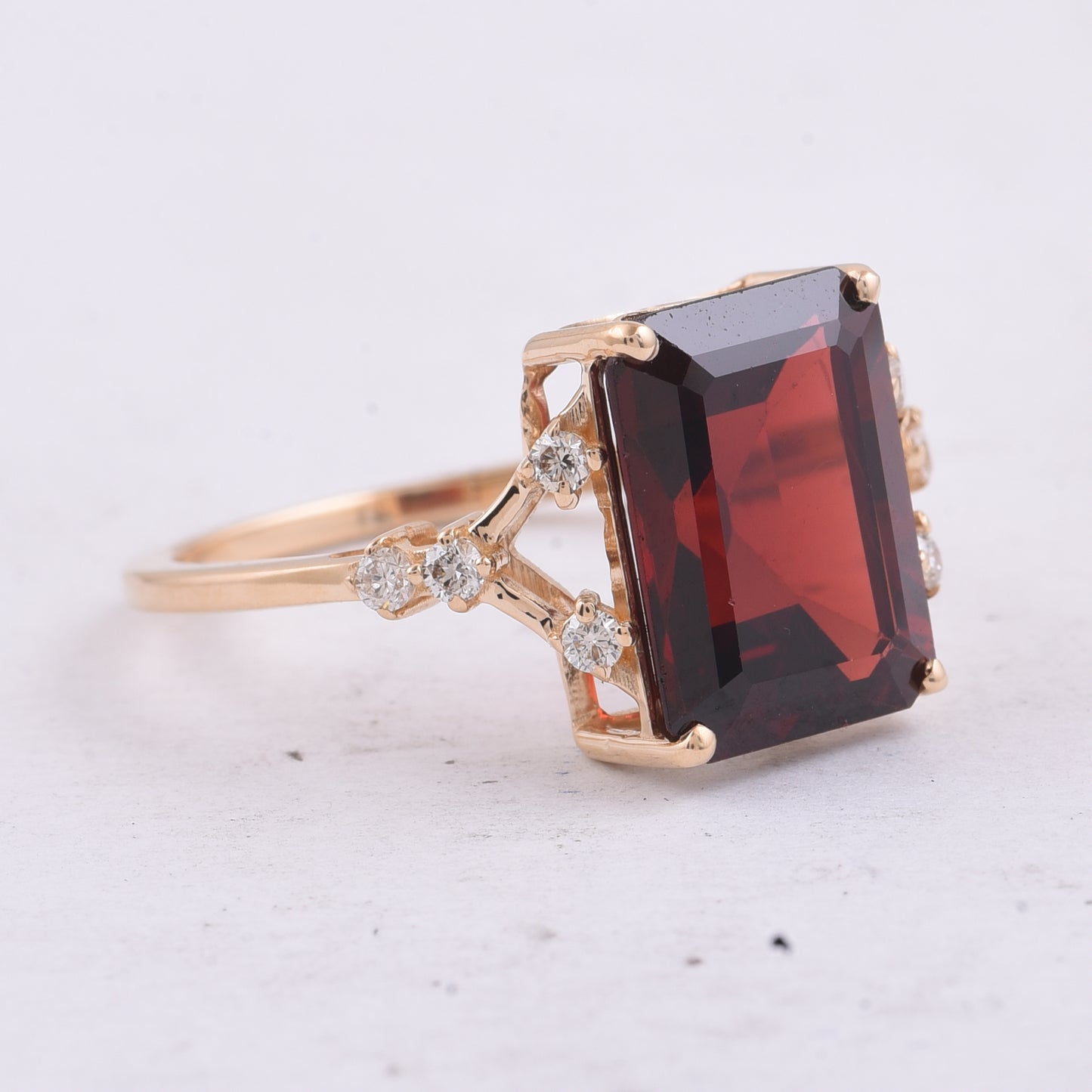 6.06 Ct Octagon Natural Garnet 14K Gold Ring