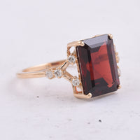 6.06 Ct Octagon Natural Garnet 14K Gold Ring