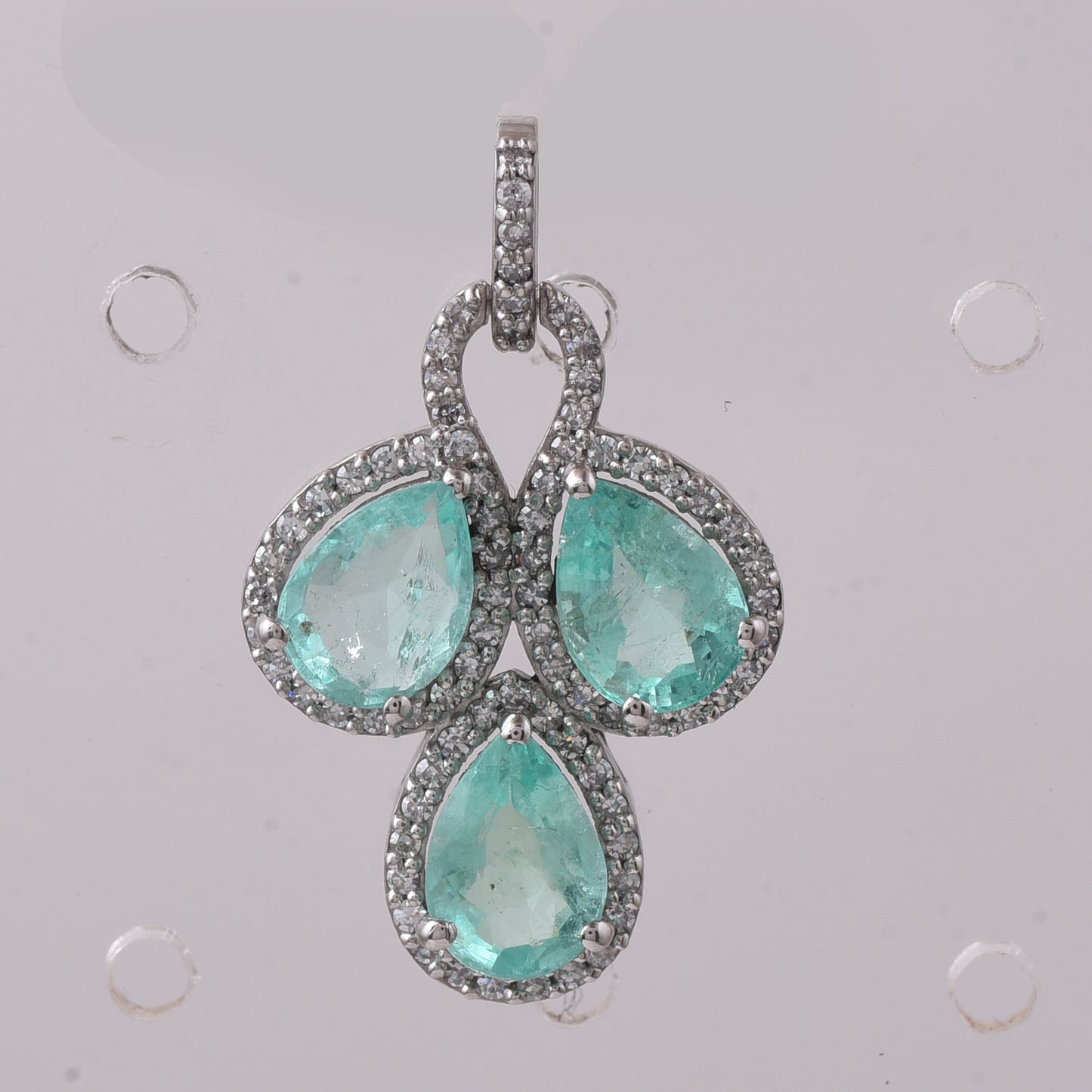 2.17 Ct Pear Mixed Cut Natural Emerald 950 Platinum Pendant