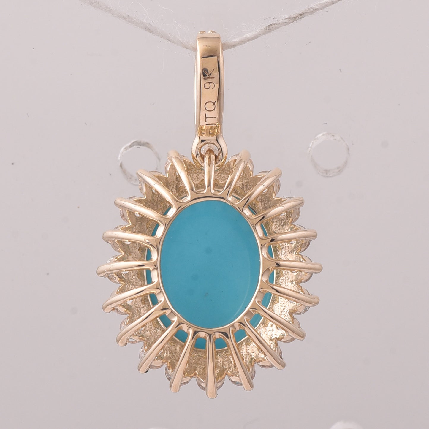 3.46 Ct Oval Turquoise 9K Gold Pendant