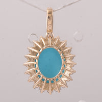 3.46 Ct Oval Turquoise 9K Gold Pendant