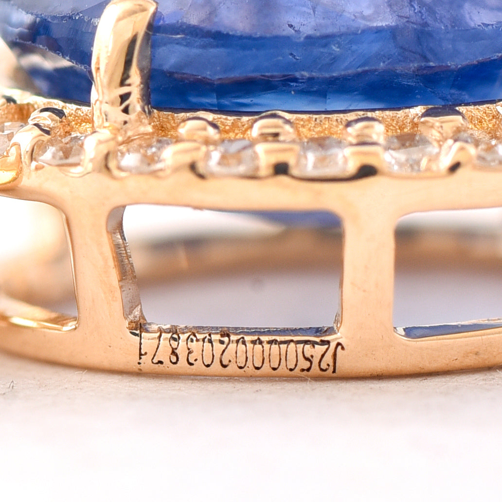 2.05 Ct Oval Mixed Cut Natural Sapphire 14K Gold Pendant