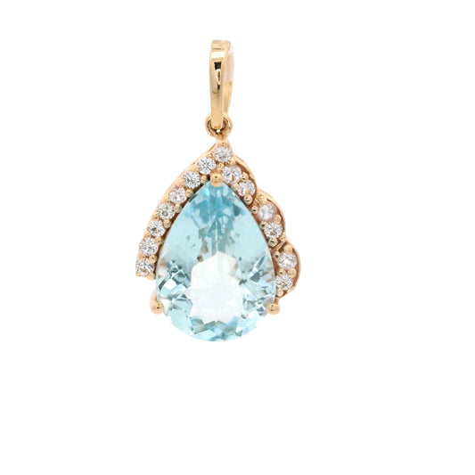 2.36 Ct Pear Aquamarine 14K Gold Pendant