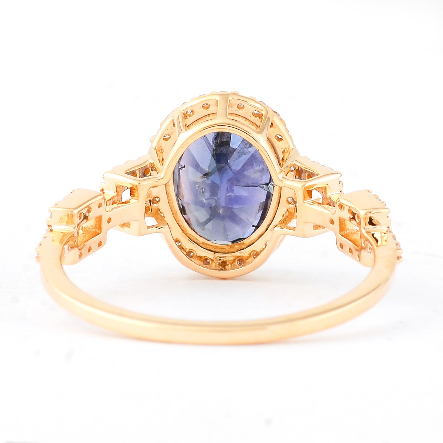 2.52 Ct Oval Mixed Cut Natural Sapphire 14K Gold Ring