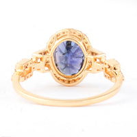 2.52 Ct Oval Mixed Cut Natural Sapphire 14K Gold Ring