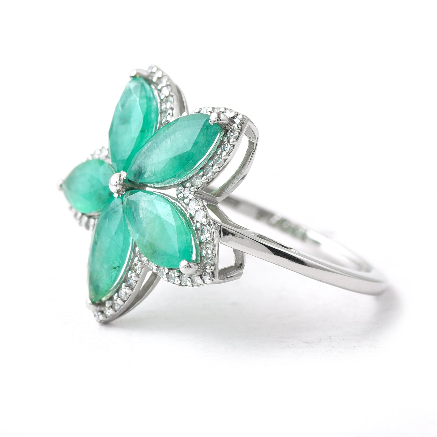 4.24 Ct Marquise Mixed Cut Natural Emerald 950 Platinum Ring