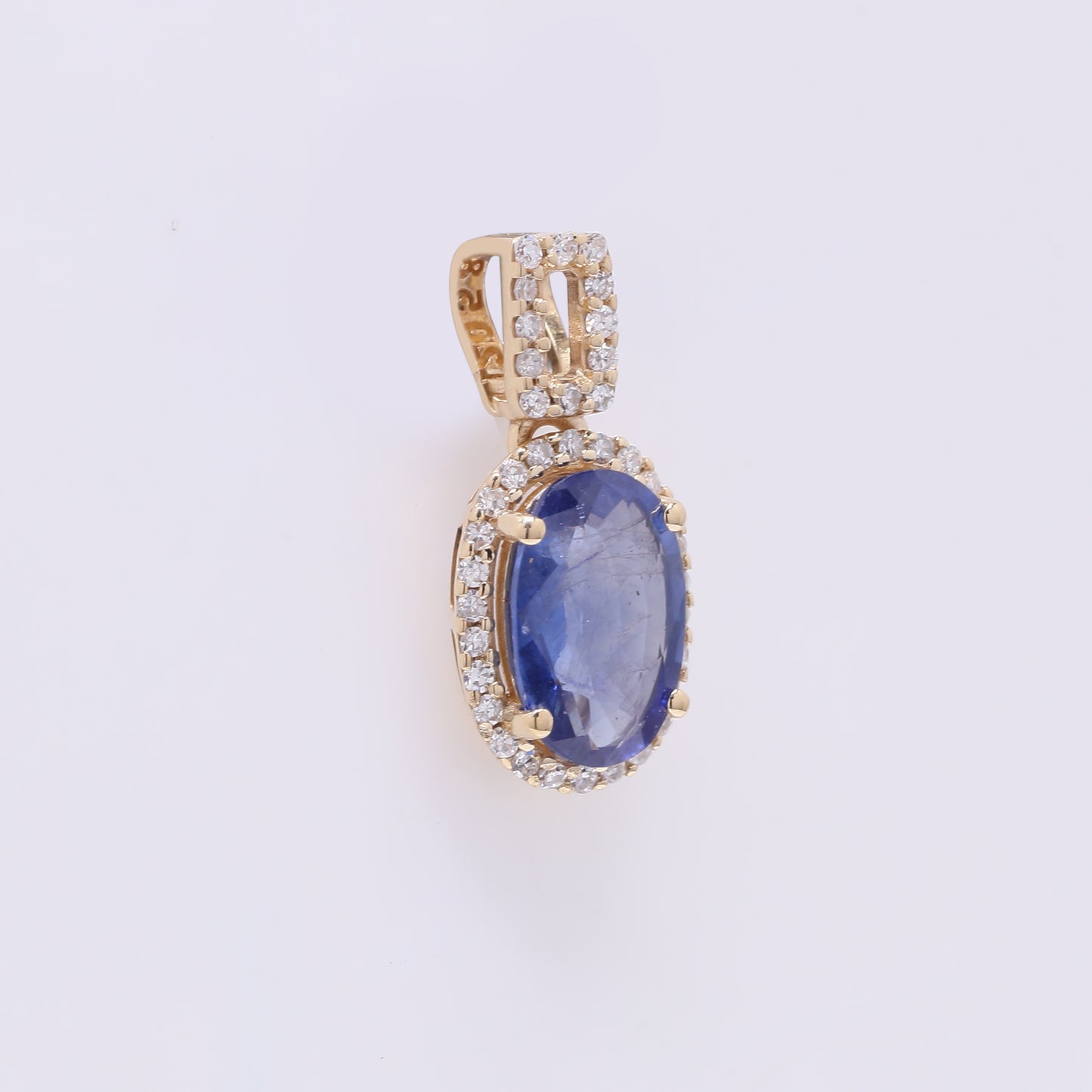 1.44 Ct Oval Mixed Cut Natural Sapphire 14K Gold Pendant