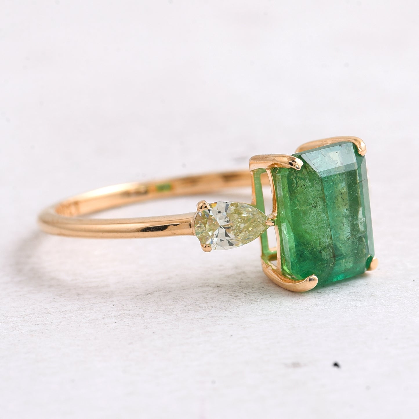 2.48 Ct Octagon Step Cut Natural Emerald 14K Gold Ring