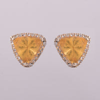 1.56 Ct Trillion Br.Fire Opal 9K Gold Earrings