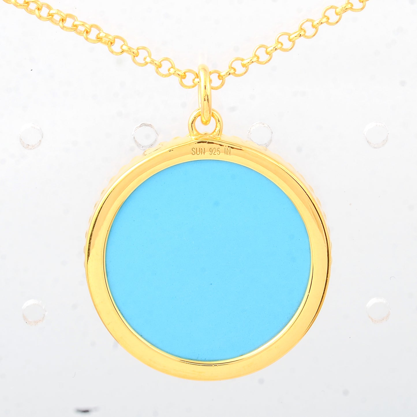 11.79 Ct Round Turquoise 925 Sterling Silver Pendant