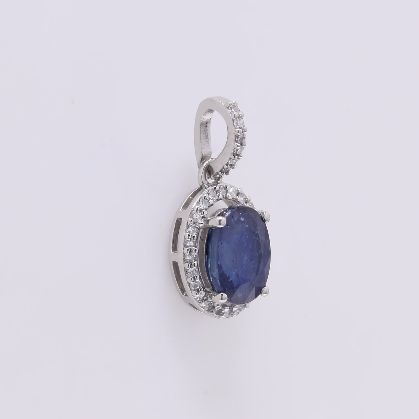 1.47 Ct Oval Mixed Cut Natural Sapphire 950 Platinum Pendant