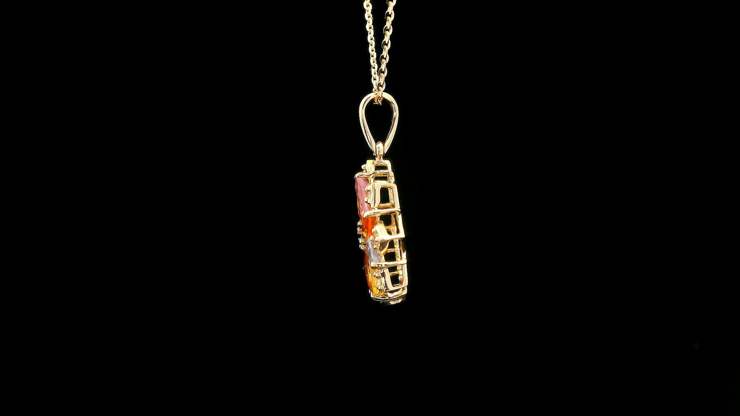 1.74 Ct Marquise Multi Sapphire 14K Gold Pendant