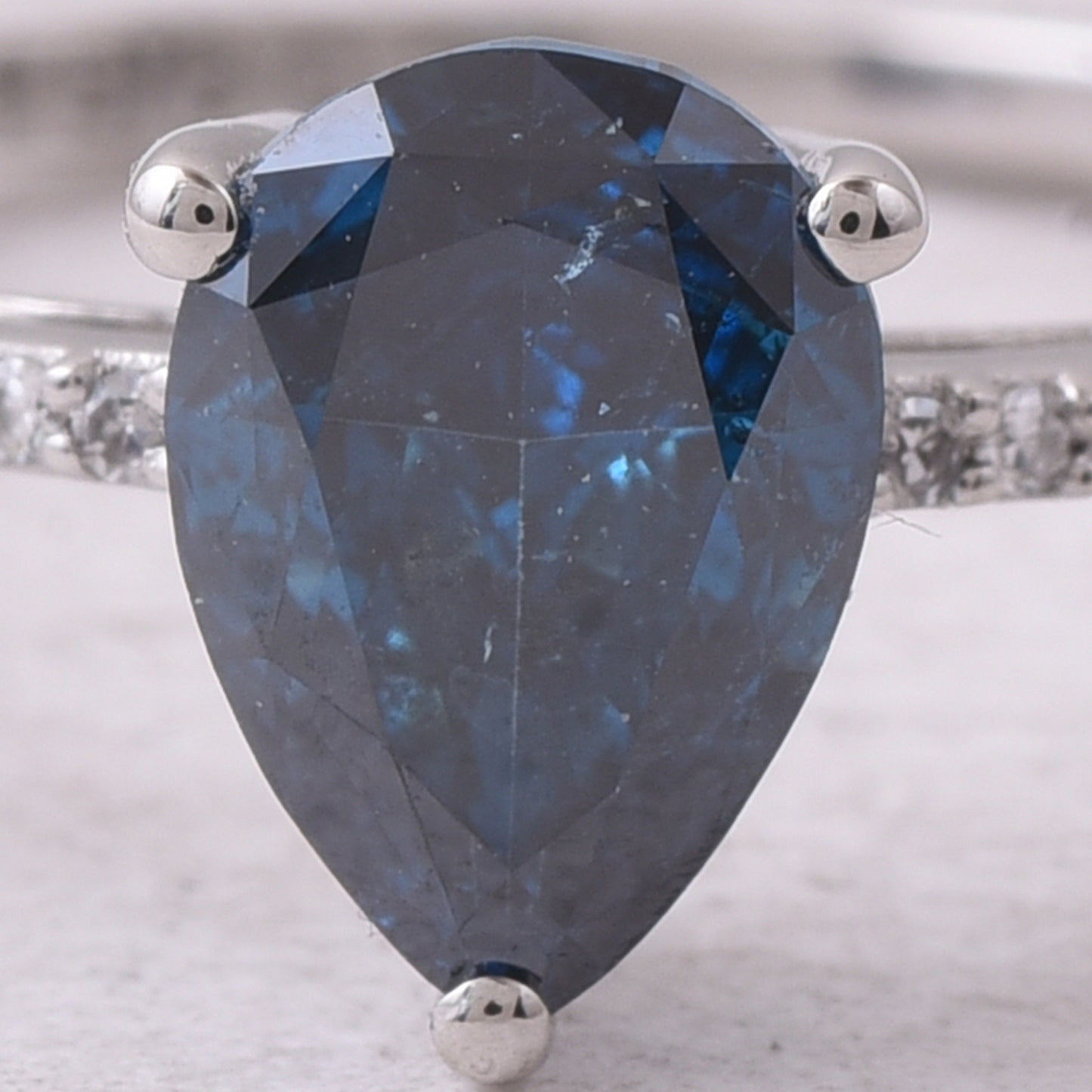 1.26 Ct Pear Blue Diamond 950 Platinum Ring