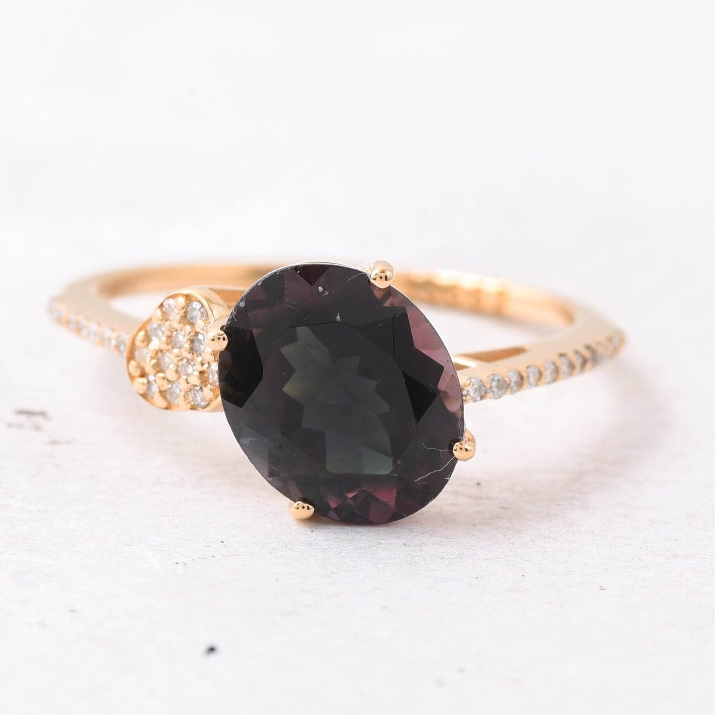 2.62 Ct Oval Mixed Cut Natural Tourmaline 14K Gold Ring